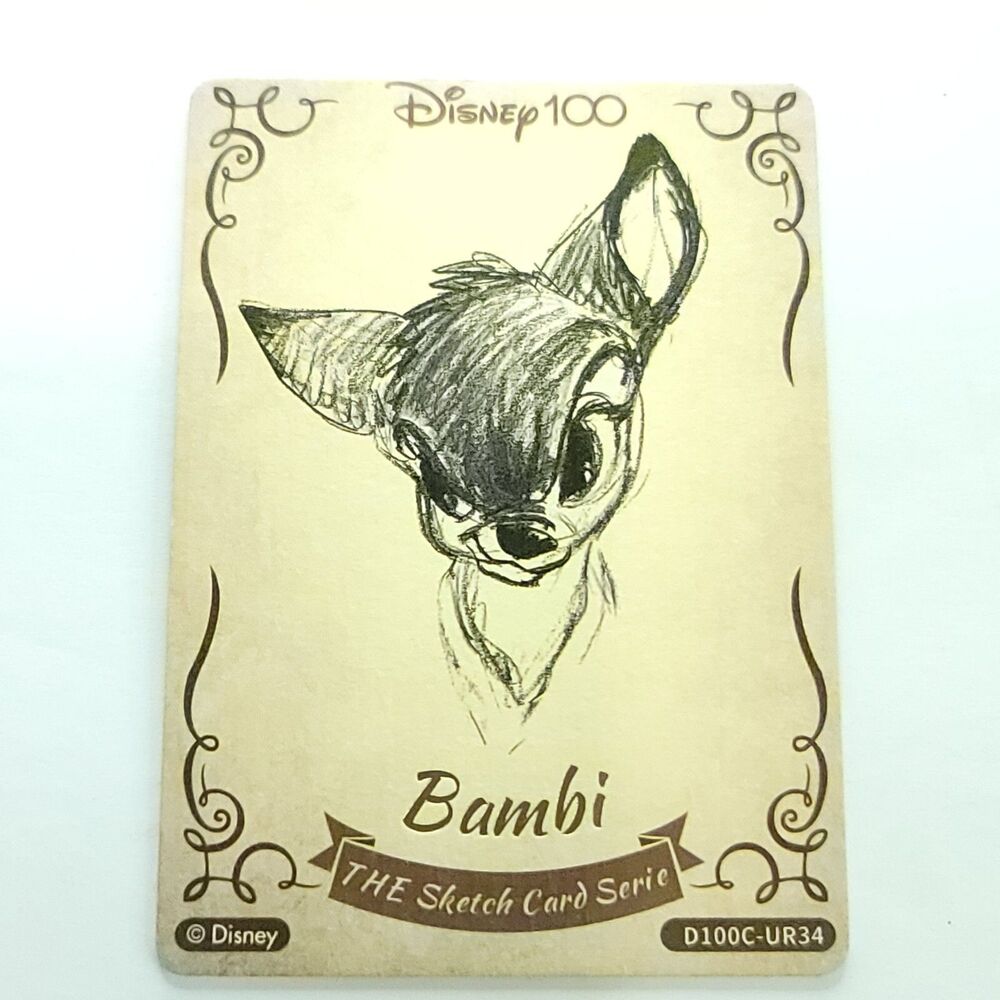 Bambi Faces Card Fun Wood Sketch Card Disney 100 Anniversary Carnival UR34